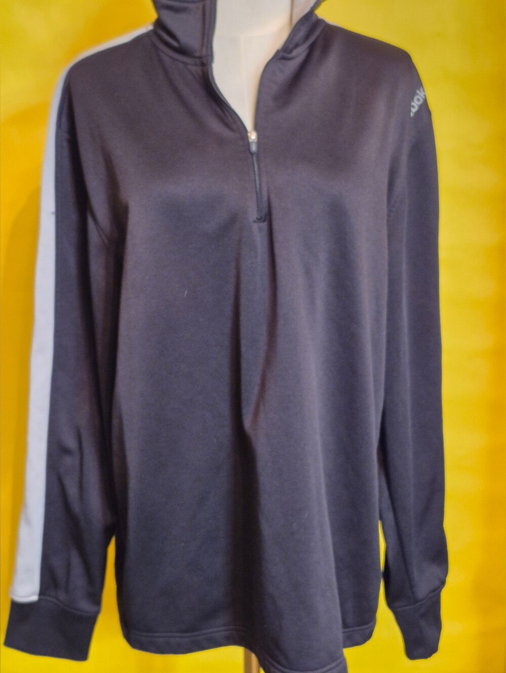 Reebok Black Quarter-Zip Pullover with Gray Stripe